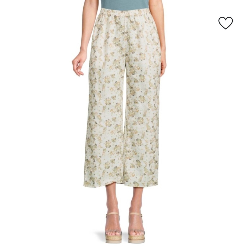 SOMETHING NAVY Floral Linen Blend Wide Leg Pants Size XS